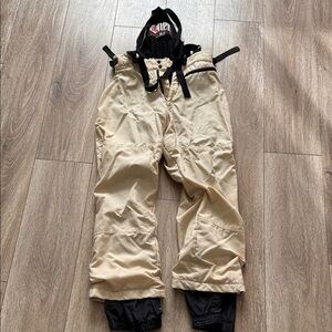 Women's Beige Snow Pants Bib